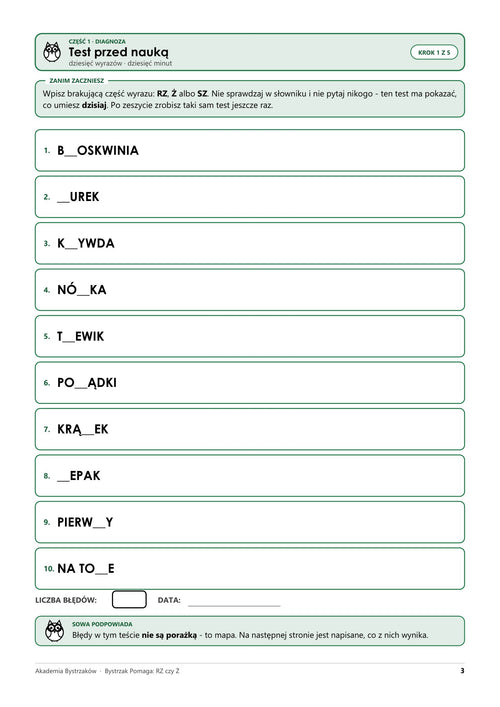 Bystrzak Pomaga: RZ czy Ż — prawdziwa strona z pliku: test przed nauką