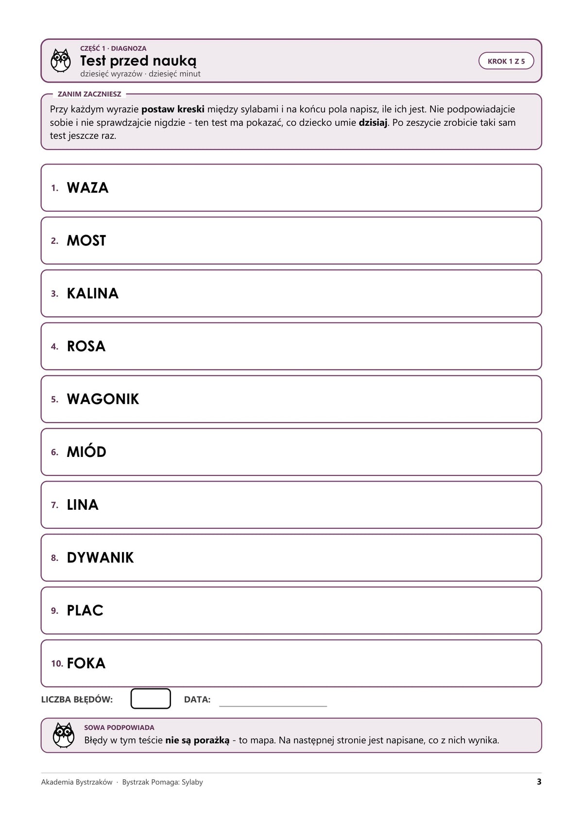 Bystrzak Pomaga: Sylaby — prawdziwa strona z pliku: test przed nauką