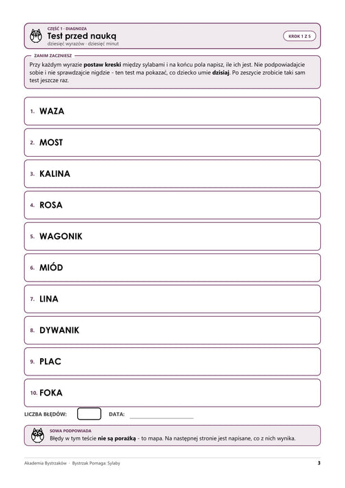 Bystrzak Pomaga: Sylaby — prawdziwa strona z pliku: test przed nauką