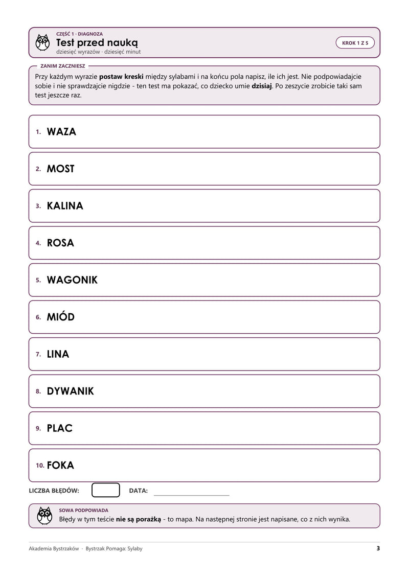 Bystrzak Pomaga: Sylaby — prawdziwa strona z pliku: test przed nauką